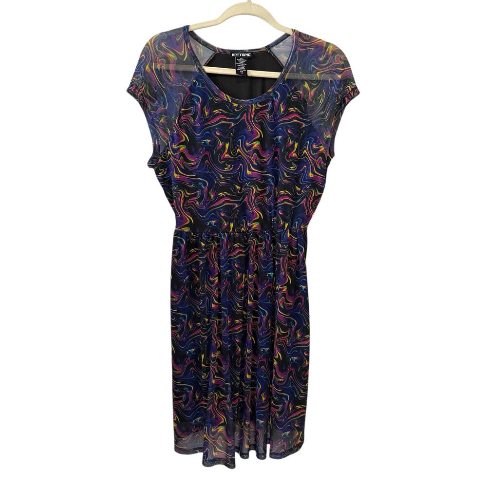 Hot Topic Psychedelic Swirl Midi Dress Cap Sleeve Dress